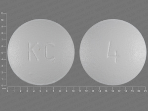 White Round pill with imprint 4;KC — Pitavastatin 4 mg (view 2)