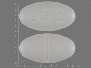 White Oval pill with imprint 952 — Losartan potassium Losartan potassium 50 mg; (view 2)