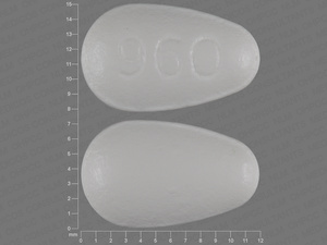 White Tear pill with imprint 960 — Losartan potassium Losartan potassium 100 mg; (view 2)