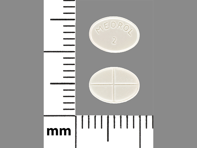 Pink Oval pill with imprint Medrol;2 — Medrol Methylprednisolone 2 mg; (view 2)