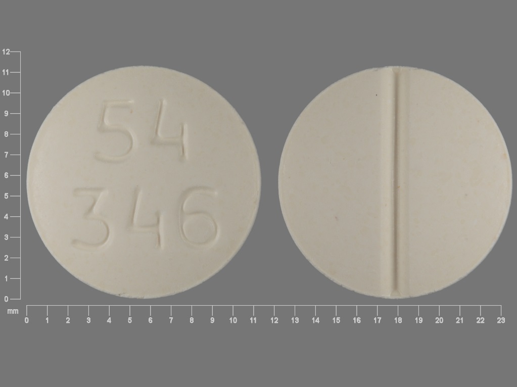 White Round pill with imprint 54;346 — Lithium carbonate 450 mg (view 2)