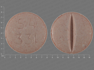 Orange Round pill with imprint 54;331 — Oxcarbazepine Oxcarbazepine 150 mg; (view 2)