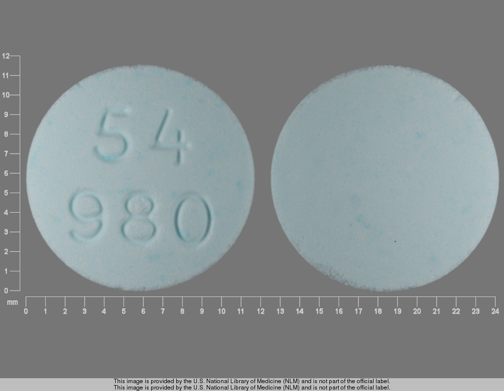 Blue Round pill with imprint 54;980 — Cyclophosphamide 50 mg (view 2)
