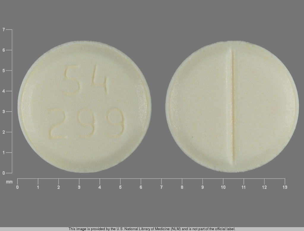 Yellow Round pill with imprint 54;299 — Dexamethasone Dexamethasone 0.5 mg; (view 2)