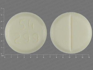 Yellow Round pill with imprint 54;299 — Dexamethasone Dexamethasone 0.5 mg; (view 3)