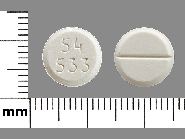 White Round pill with imprint 54;533 — Furosemide Furosemide 80 mg; (view 3)