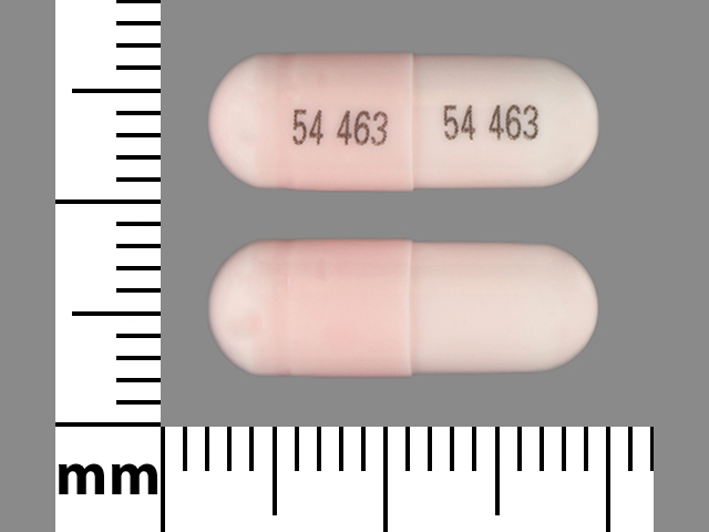 White Capsule pill with imprint 54;463 — Lithium carbonate Lithium carbonate 300 mg; (view 2)