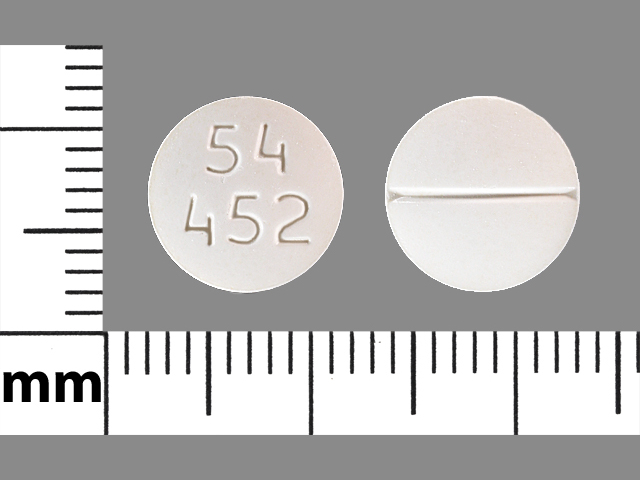 White Round pill with imprint 54;452 — Lithium carbonate Lithium carbonate 300 mg; (view 2)