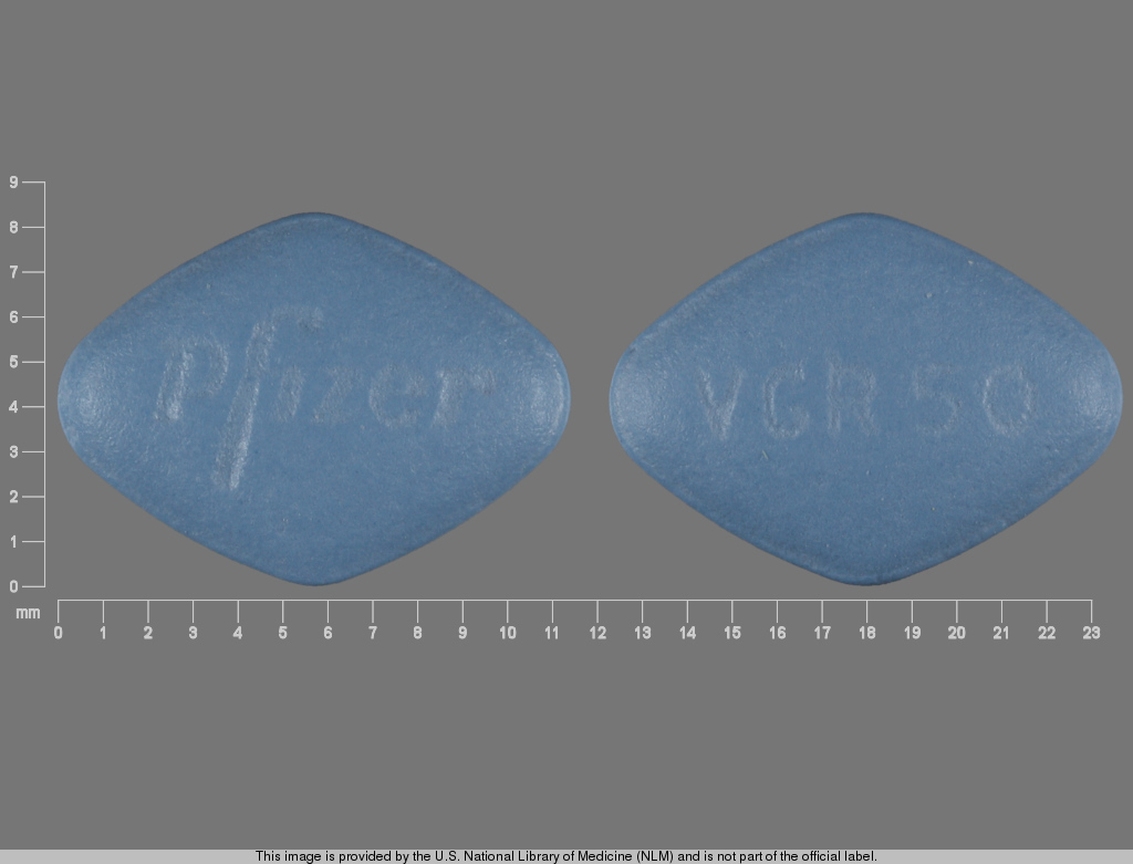 Blue Diamond pill with imprint VGR50;Pfizer — Viagra Sildenafil citrate 50 mg; (view 2)
