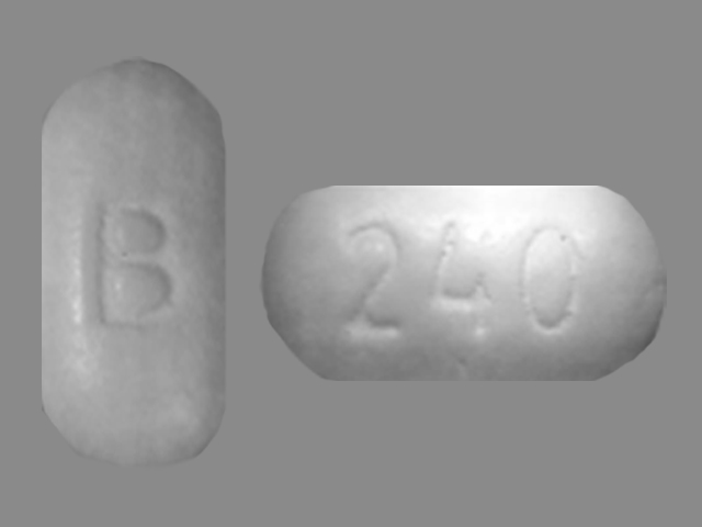 White Oval pill with imprint B;240;mg — Cardizem la Diltiazem hydrochloride 240 mg; (view 2)