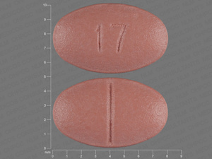 Pink Oval pill with imprint 17 — Moexipril hydrochloride Moexipril hydrochloride 7.5 mg; (view 2)