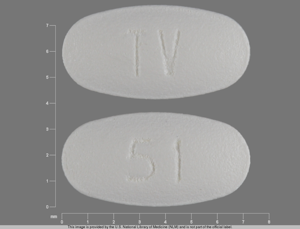 White Oval pill with imprint TV;51 — Carvedilol 3.125 mg (view 2)