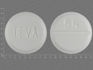 White Round pill with imprint TEVA;54 — Buspirone hydrochloride Buspirone hydrochloride 10 mg; (view 2)