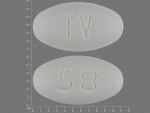 White Oval pill with imprint TV;58 — Tramadol hydrochloride Tramadol hydrochloride 50 mg; (view 2)