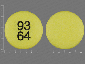 Yellow Round pill with imprint 93;64 — Rabeprazole sodium Rabeprazole sodium 20 mg; (view 3)