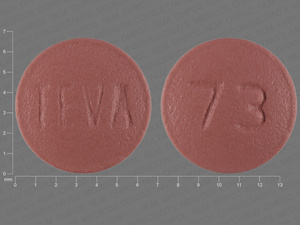 Pink Round pill with imprint TEVA;73 — Zolpidem tartrate Zolpidem tartrate 5 mg; (view 2)