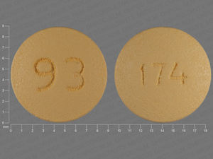Yellow Round pill with imprint 174;93 — Leflunomide Leflunomide 20 mg; (view 2)