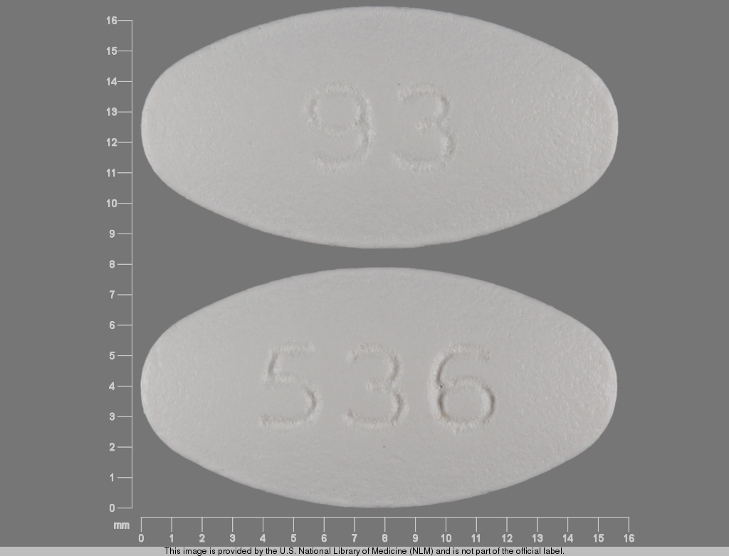 White Oval pill with imprint 93;536 — Naproxen sodium 275 mg (view 2)