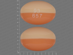 Red;yellow Oval pill with imprint 93;657 — Calcitriol Calcitriol 0.25 ug; (view 2)
