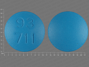 Blue Round pill with imprint 93;711 — Flurbiprofen Flurbiprofen 100 mg; (view 2)
