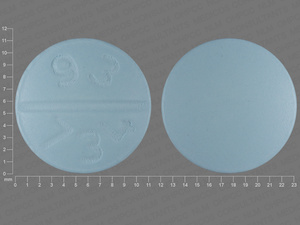 Blue Round pill with imprint 93;734 — Metoprolol tartrate Metoprolol tartrate 100 mg; (view 2)