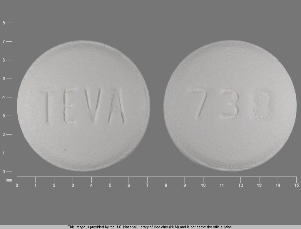 White Round pill with imprint TEVA;738 — Donepezil hydrochloride 5 mg (view 2)