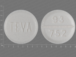 White Round pill with imprint 93;752;TEVA — Atenolol Atenolol 50 mg; (view 3)