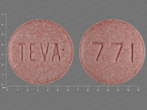 Pink Round pill with imprint TEVA;771 — Pravastatin sodium Pravastatin sodium 10 mg; (view 4)