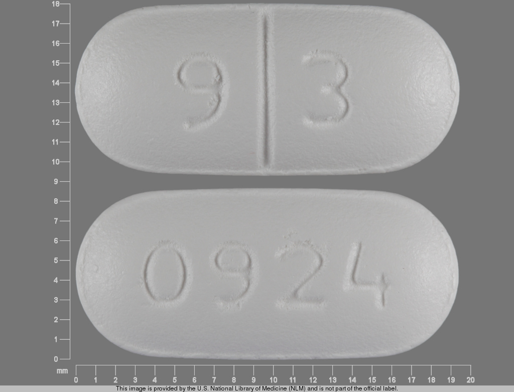 White Oval pill with imprint 9;3;0924 — Oxaprozin 600 mg (view 2)