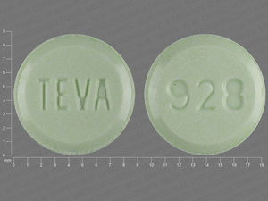 Green Round pill with imprint 928;TEVA — Lovastatin Lovastatin 40 mg; (view 2)