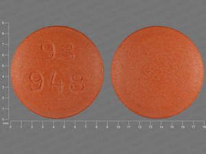 Orange Round pill with imprint 93;948 — Diclofenac potassium Diclofenac potassium 50 mg; (view 2)