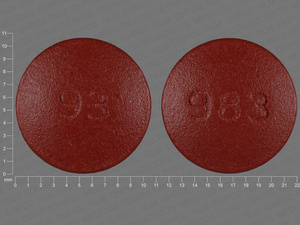 Brown Round pill with imprint 93;983 — Nystatin Nystatin 500000 [USP'u]; (view 3)