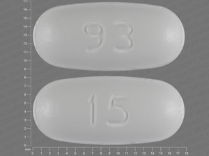 White Oval pill with imprint 93;15 — Nabumetone Nabumetone 500 mg; (view 3)