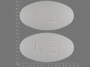 White Oval pill with imprint 93;48 — Metformin hydrochloride Metformin hydrochloride 500 mg; (view 2)