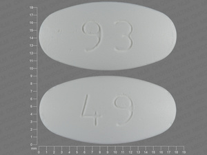 White Oval pill with imprint 93;49 — Metformin hydrochloride Metformin hydrochloride 850 mg; (view 2)