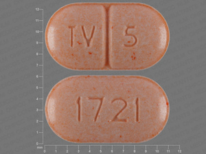 Orange Oval pill with imprint TV;5;1721 — Warfarin sodium Warfarin sodium 5 mg; (view 2)