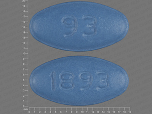 Blue Oval pill with imprint 93;1893 — Etodolac Etodolac 500 mg; (view 2)