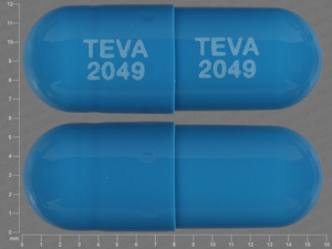 Blue Capsule pill with imprint TEVA;2049;TEVA;2049 — Tolterodine tartrate Tolterodine tartrate 4 mg; (view 2)