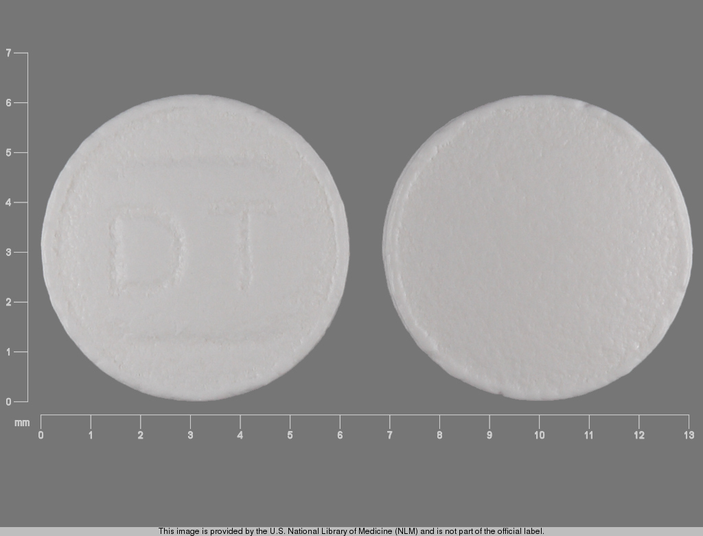 White Round pill with imprint DT — Tolterodine tartrate 2 mg (view 2)