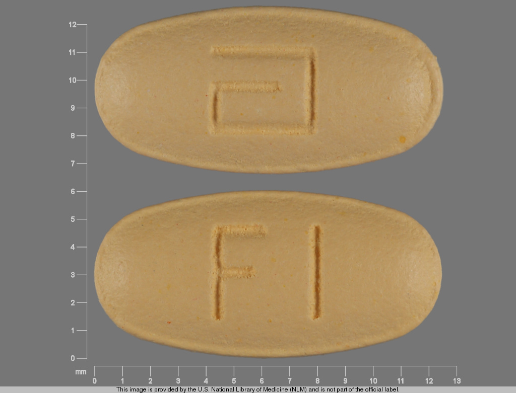 Yellow Oval pill with imprint FI — Fenofibrate Fenofibrate 48 mg; (view 2)