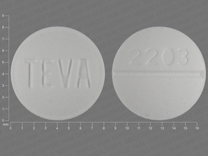 White Round pill with imprint TEVA;2203 — Metoclopramide Metoclopramide hydrochloride 10 mg; (view 3)