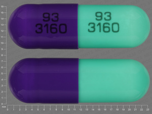 Green;purple Capsule pill with imprint 93;3160;93;3160 — Cefdinir Cefdinir 300 mg; (view 2)
