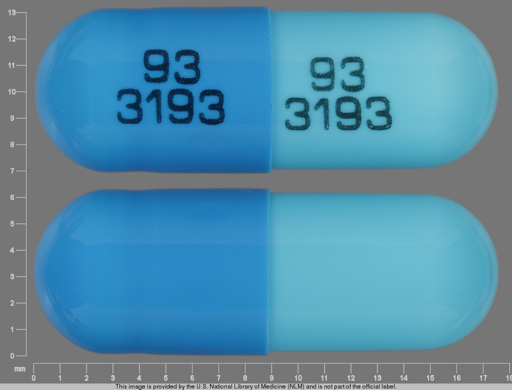 Blue, blue Capsule pill with imprint 93;3193;93;3193 — Ketoprofen 50 mg (view 2)