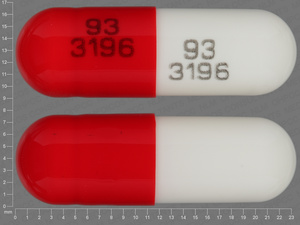 Orange;white Capsule pill with imprint 93;3196;93;3196 — Cefadroxil Cefadroxil 500 mg; (view 2)