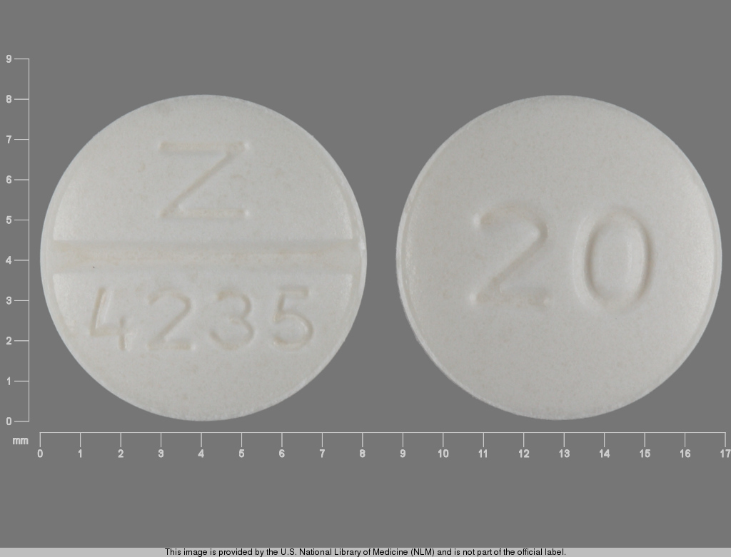 White Round pill with imprint 20;Z;4235 — Nadolol 20 mg (view 2)