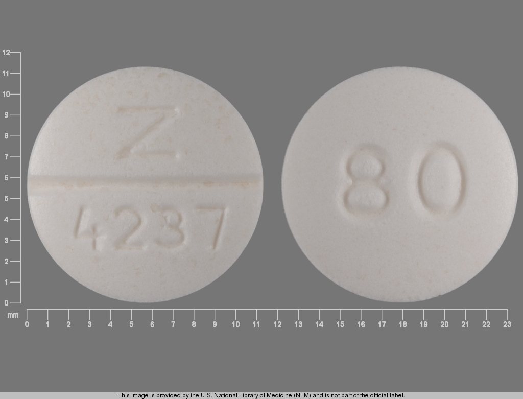 White Round pill with imprint 80;Z;4237 — Nadolol 80 mg (view 2)
