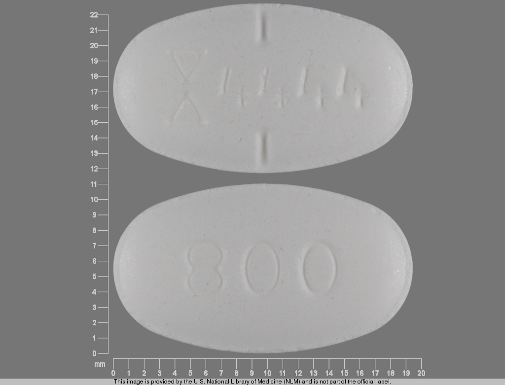 White Oval pill with imprint 4444;800 — Gabapentin 800 mg (view 2)