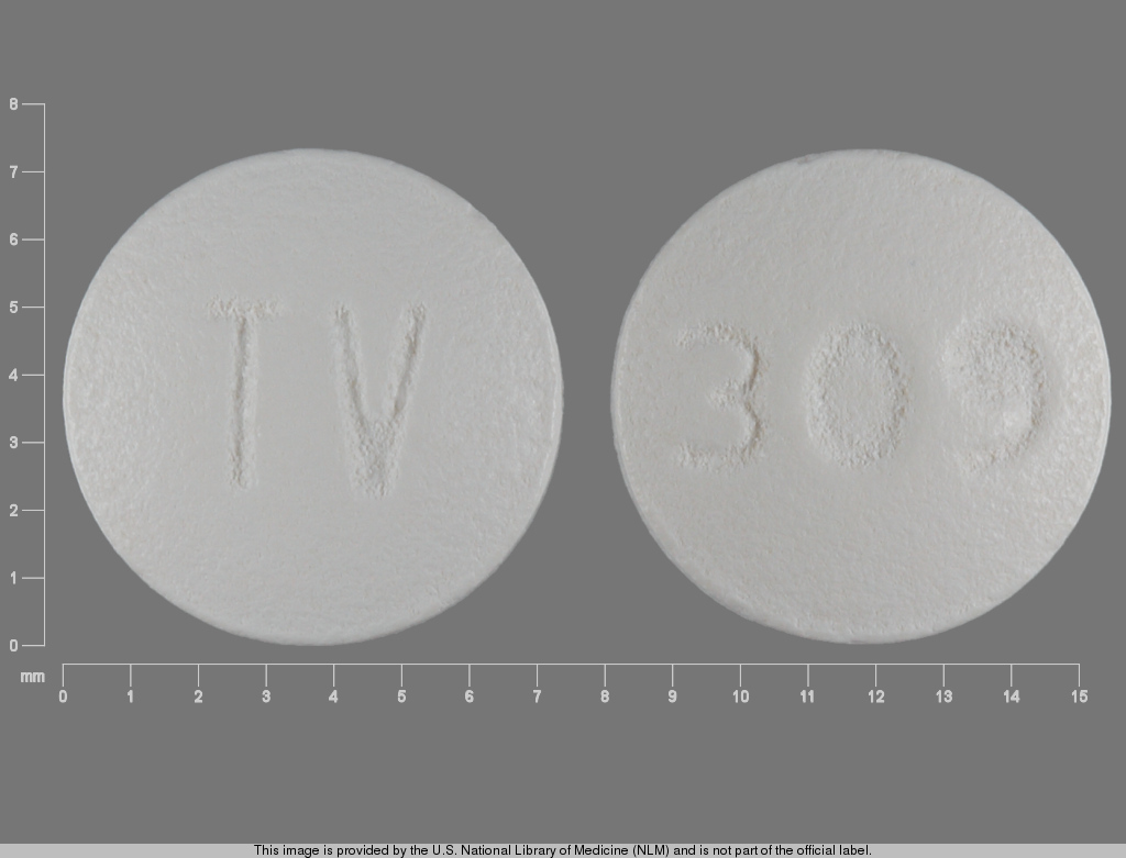 White Round pill with imprint TV;309 — Hydroxyzine hydrochloride 50 mg (view 2)