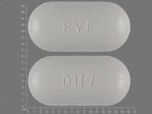 White Oval pill with imprint BVF;0117 — Pentoxifylline Pentoxifylline 400 mg; (view 3)