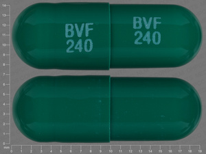 Green Capsule pill with imprint BVF;240;BVF;240 — Diltiazem hydrochloride Diltiazem hydrochloride 240 mg; (view 2)